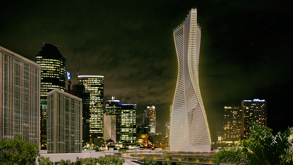 Parametric facade design of the standing beauty - Night View